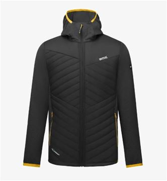 Picture of ANDRESON MARL HYBRID HOODED JACKET BLACK/WOOD BROWN
